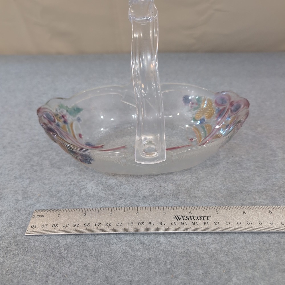 Mikasa Celebrations Holiday Bells Colored Glass Oval Basket Christmas Handle - Picture 8 of 10